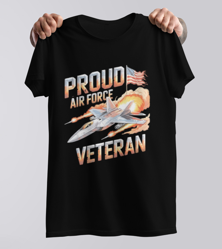 Proud Air Force Veteran F 22 Raptor America Flag T-Shirt
