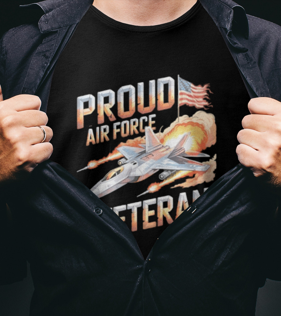 Proud Air Force Veteran F 22 Raptor America Flag T-Shirt