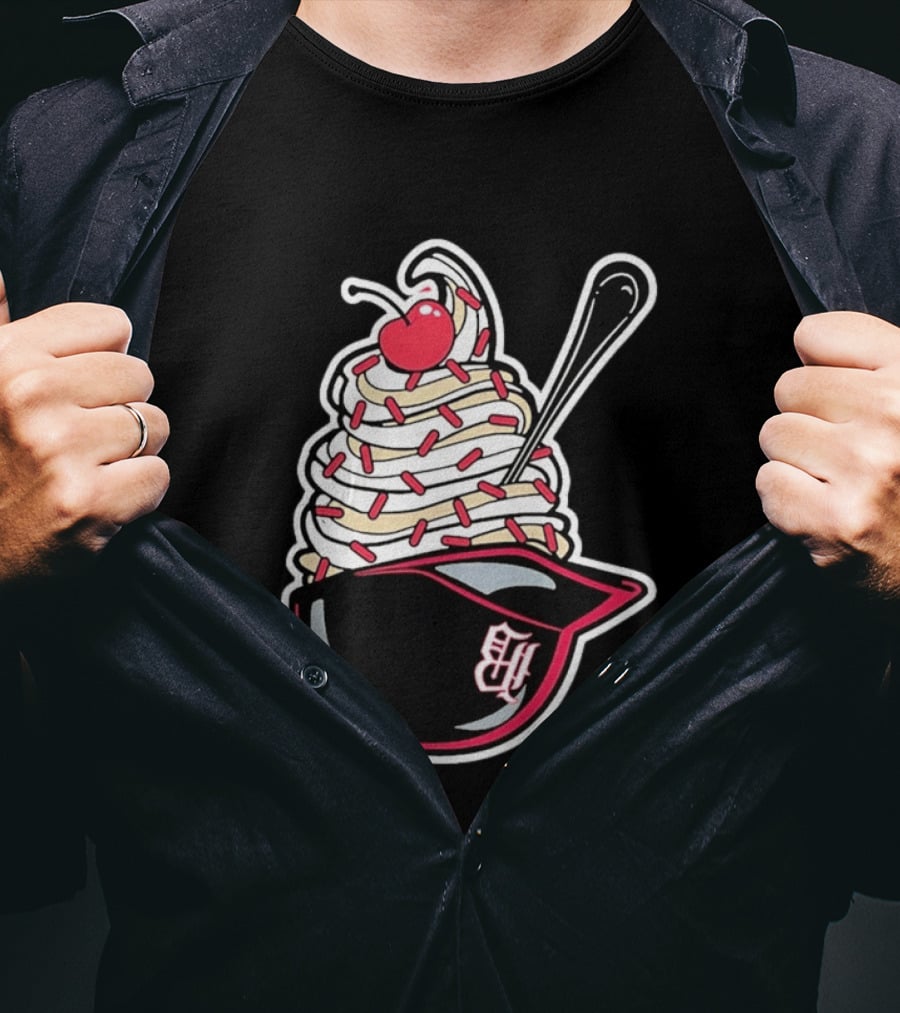 Birmingham Barons Ice Cream Helmet With Sprinkles And Cherry T-Shirt