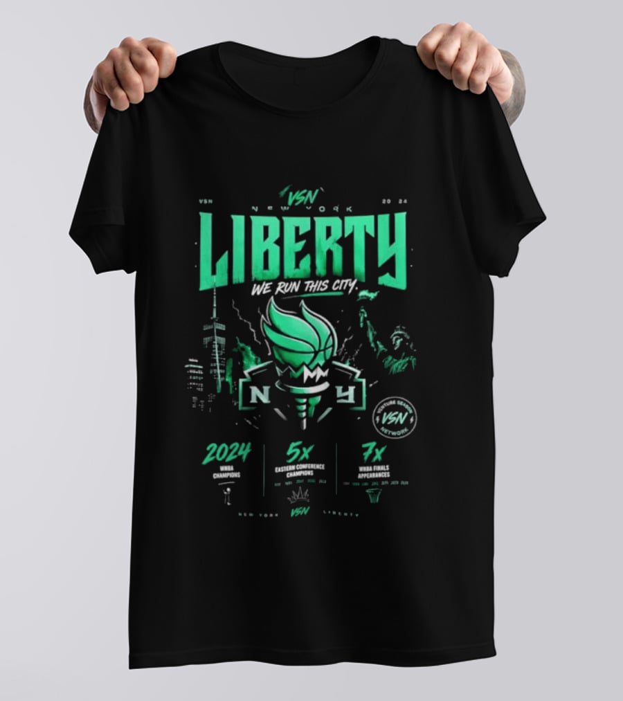 New York Liberty WNBA We Run This City 2004 5x 7x VSN Network T-Shirt