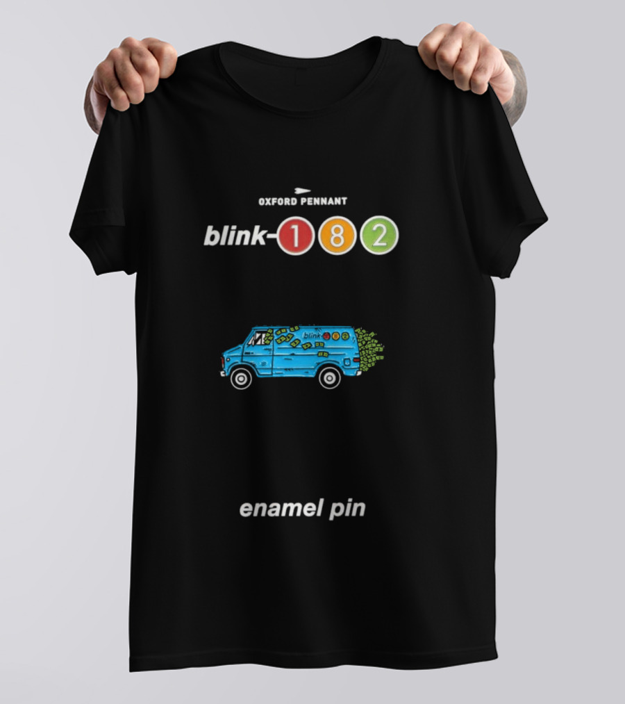 Oxford Pennant Blink 182 Van Enamel Pin Blue Van With 182 T-Shirt
