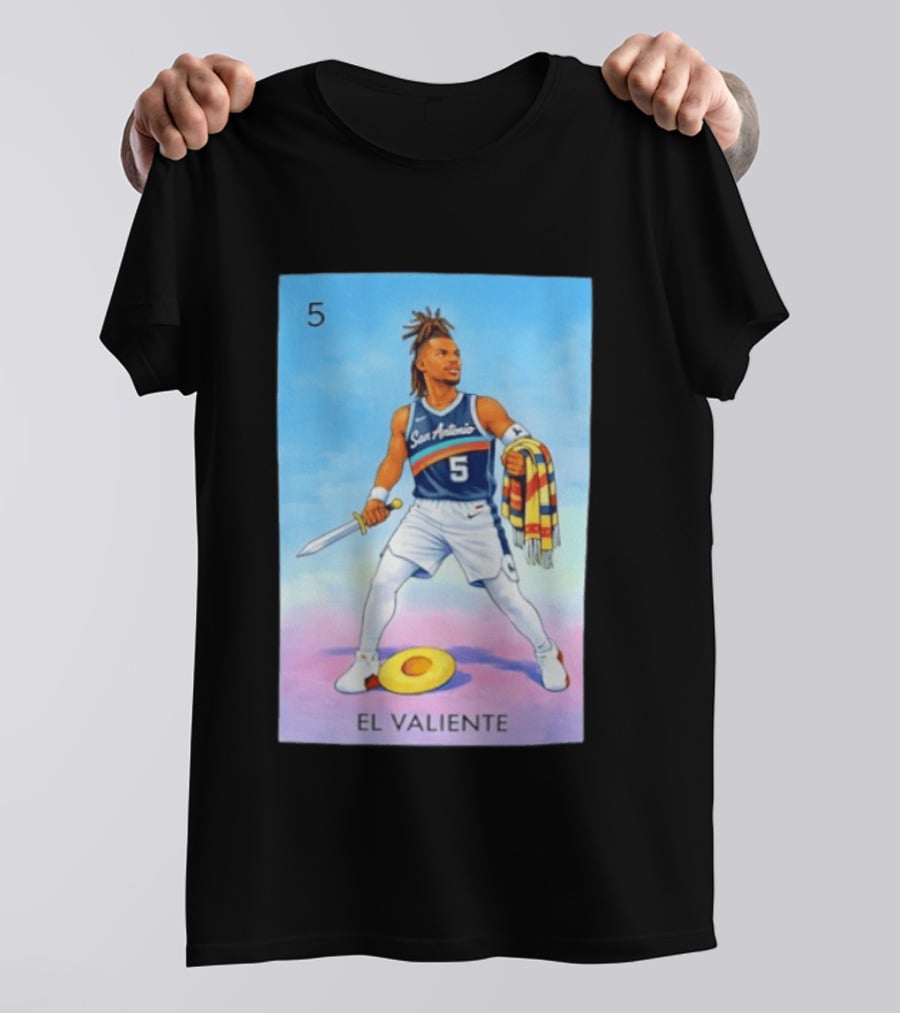 San Antonio Spurs El Valiente Stephon Castle Lotería Card T-Shirt