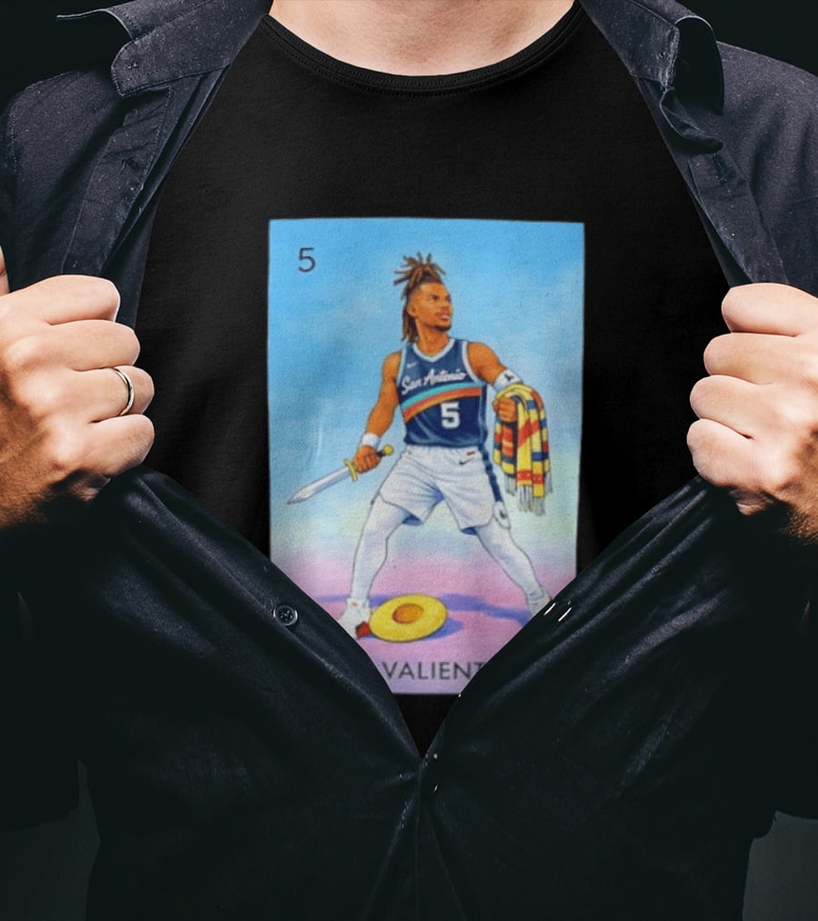 San Antonio Spurs El Valiente Stephon Castle Lotería Card T-Shirt