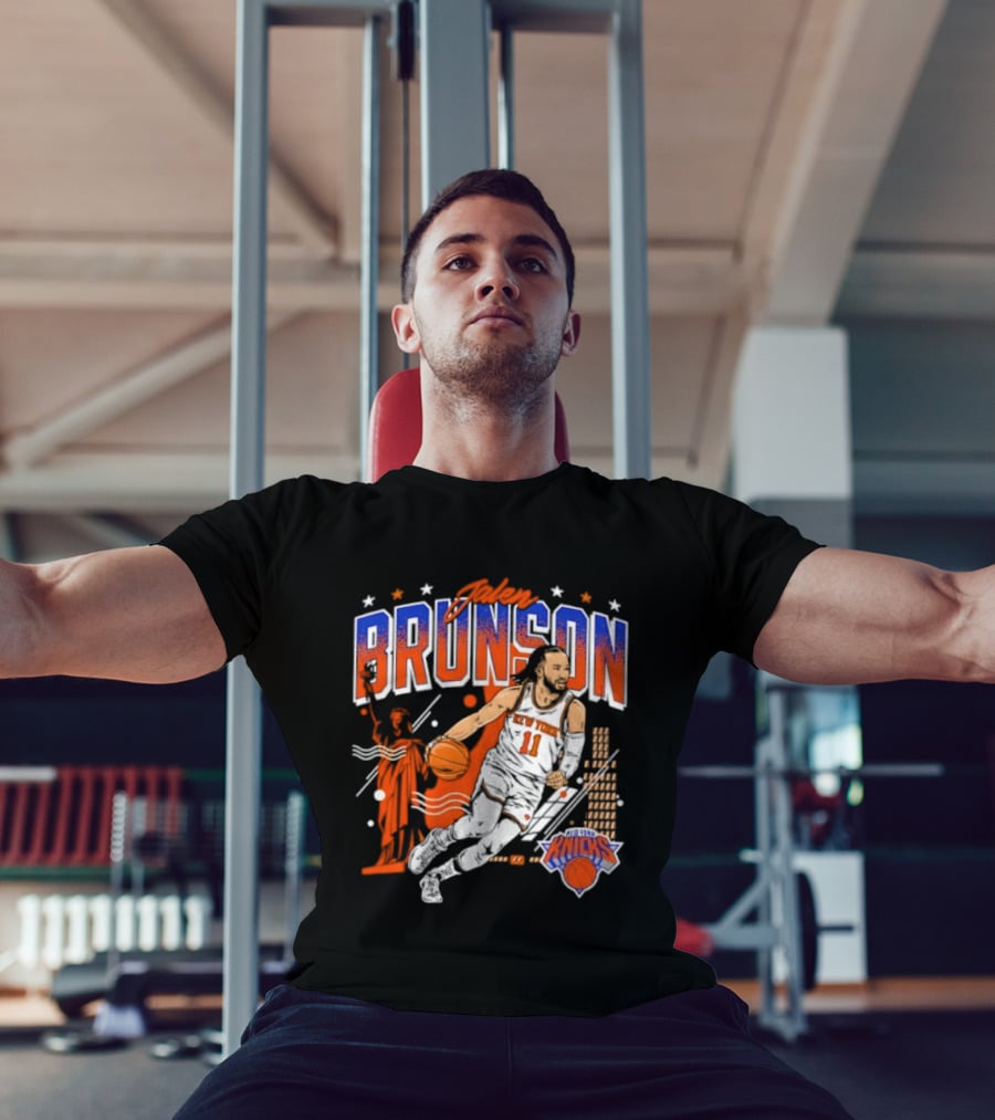 Jalen Brunson New York Knicks NBA Basketball Skyline Statue Of Liberty City Stars T-Shirt