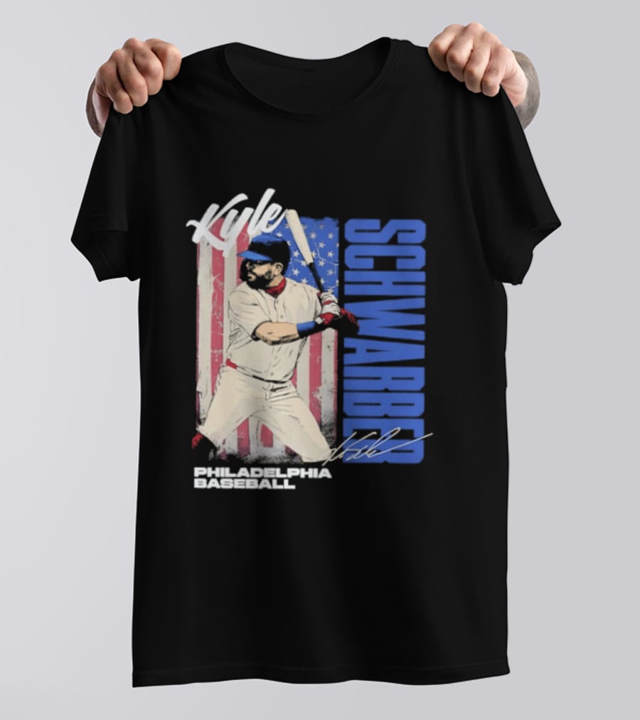 Kyle Schwarber American Flag Philadelphia Baseball T-Shirt