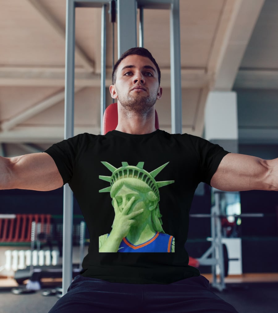 Liberty And Brunson For All Jalen Brunson 3 Points Pose Statue Of Liberty Knicks Jersey T-Shirt