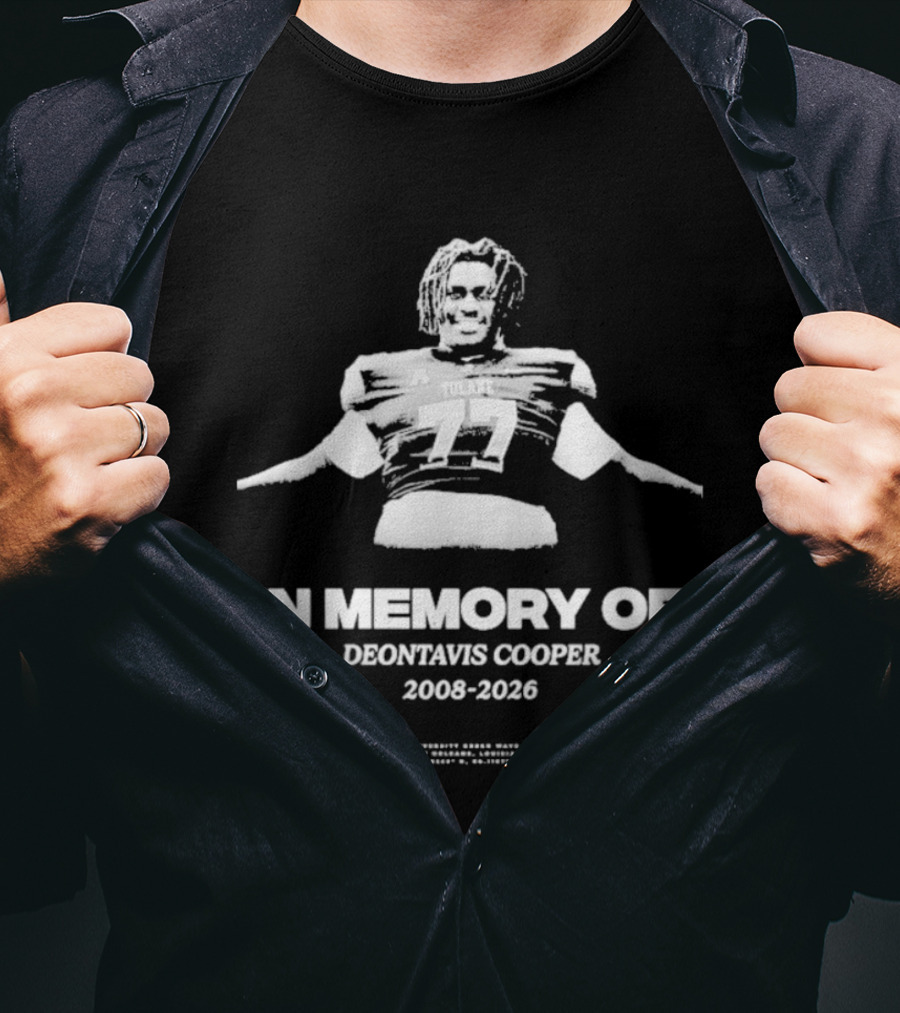 In Memory Of Deontavis Cooper 2008 2026 Tulane Football 77 T-Shirt