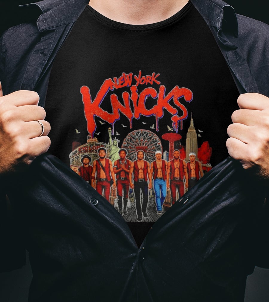 New York Knicks Warriors Coney Island Empire State Building Skyline T-Shirt