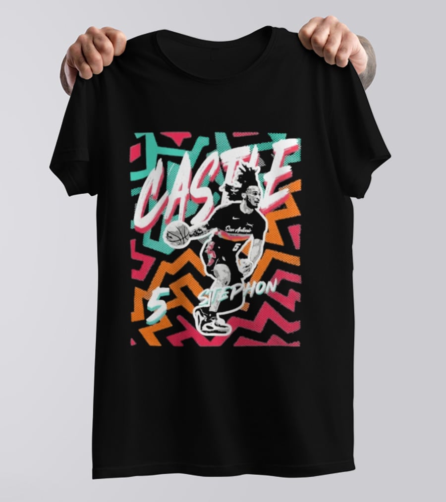 San Antonio Spurs 2026 NBA Stephon Castle Fiesta 5 T-Shirt