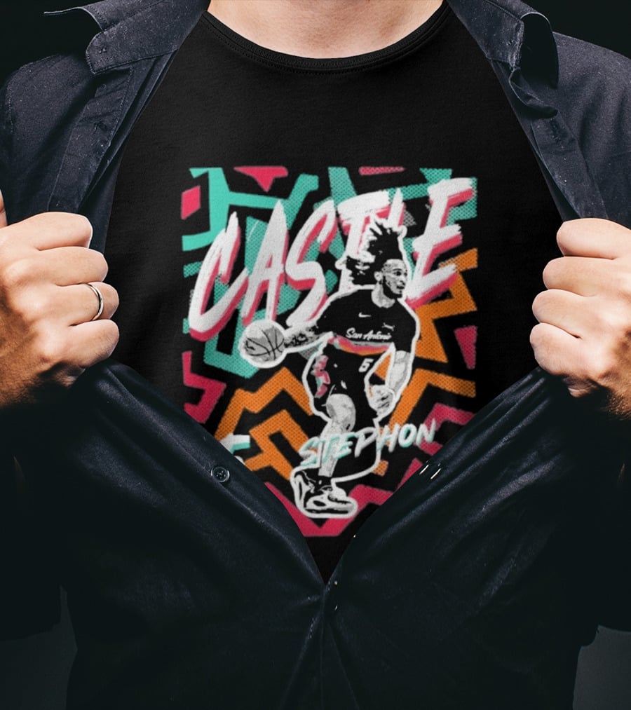 San Antonio Spurs 2026 NBA Stephon Castle Fiesta 5 T-Shirt