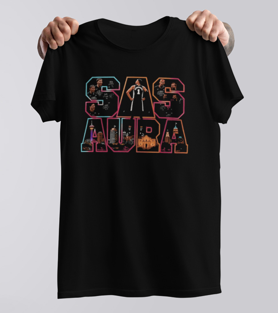 SAS Aura Victor Wembanyama San Antonio Basketball Skyline T-Shirt