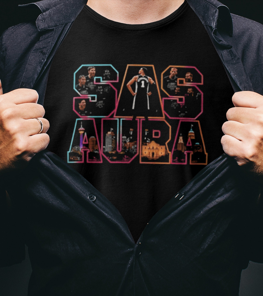 SAS Aura Victor Wembanyama San Antonio Basketball Skyline T-Shirt