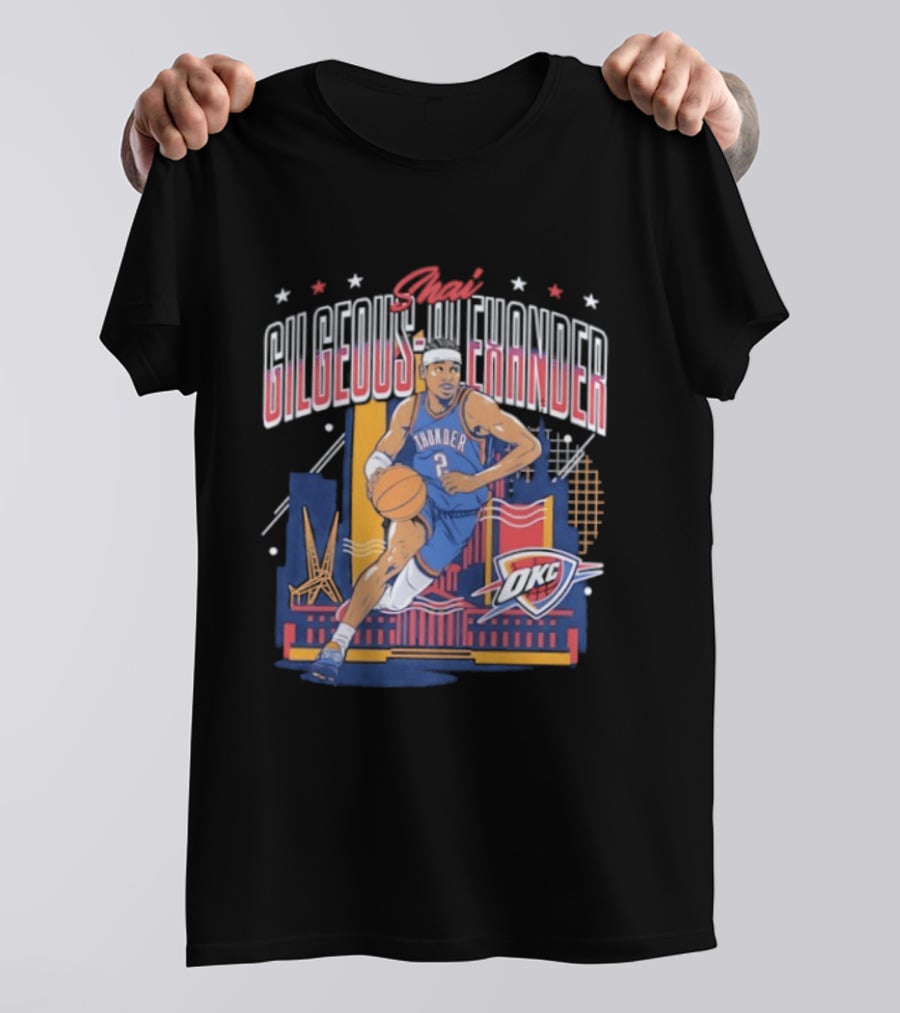 Shai Gilgeous Alexander Thunder 2 Oklahoma City Skyline Stars Basketball T-Shirt
