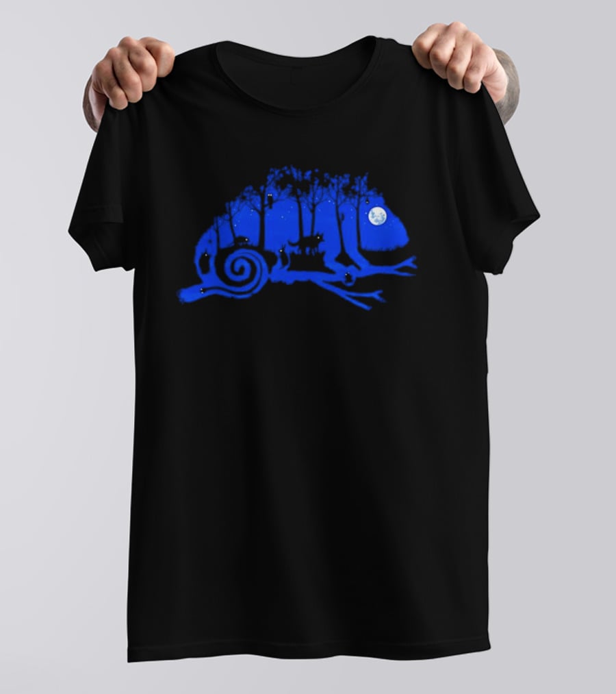 The Midnight Forest Chameleon Moonlit Night Sky T-Shirt