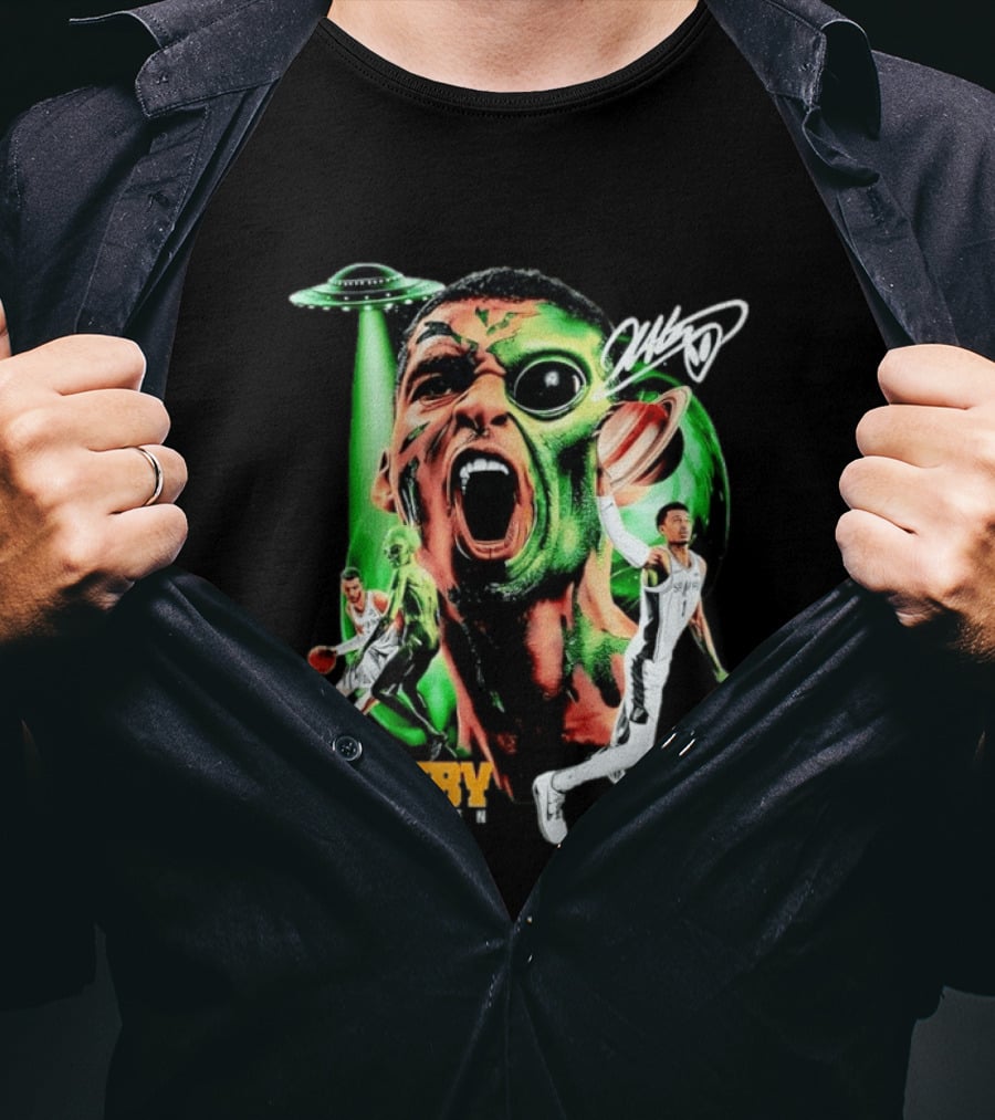 Wemby The Alien San Antonio Spurs NBA UFO Theme With Signature T-Shirt