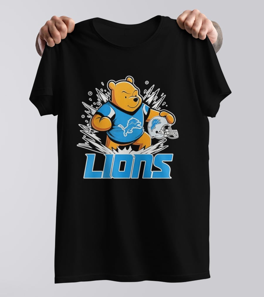 Winnie Pooh Detroit Lions 2024 Helmet Lions Football Team Fan Merchandise T-Shirt