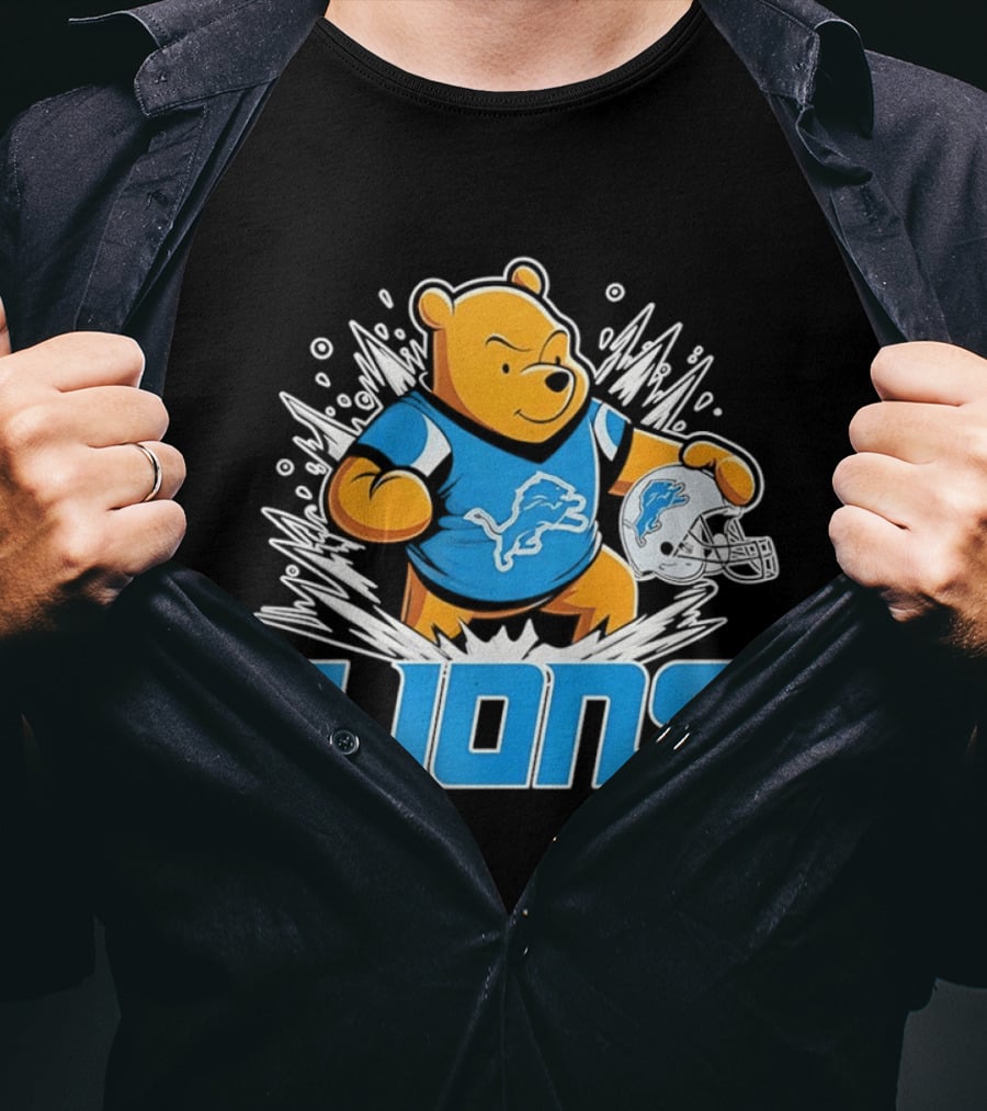 Winnie Pooh Detroit Lions 2024 Helmet Lions Football Team Fan Merchandise T-Shirt