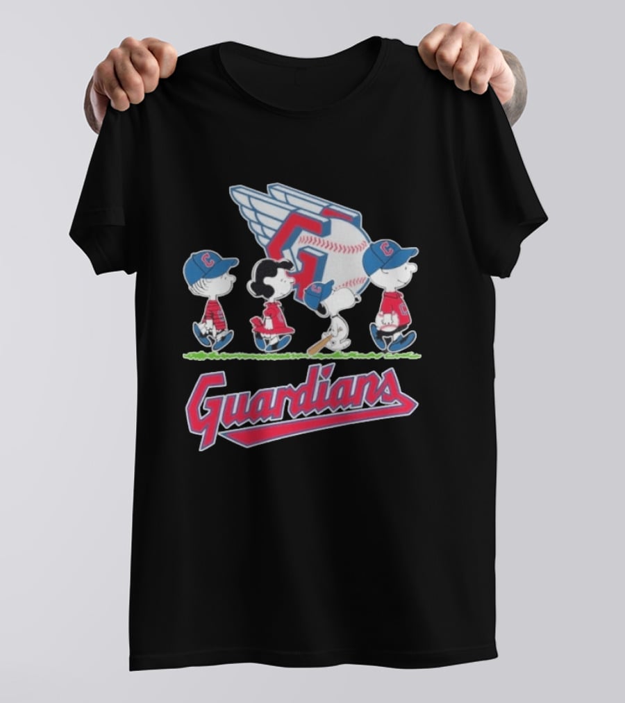 2026 Guardians Peanuts Characters Walking Abbey Road Baseball T-Shirt