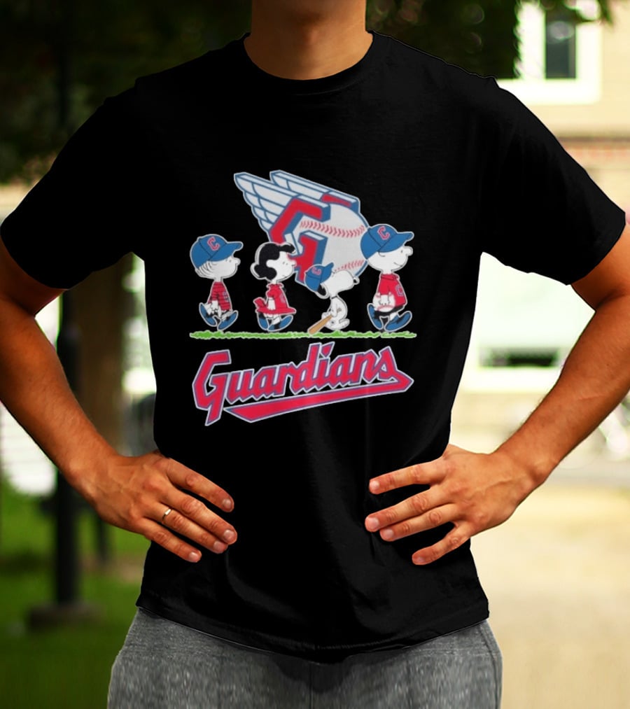 2026 Guardians Peanuts Characters Walking Abbey Road Baseball T-Shirt