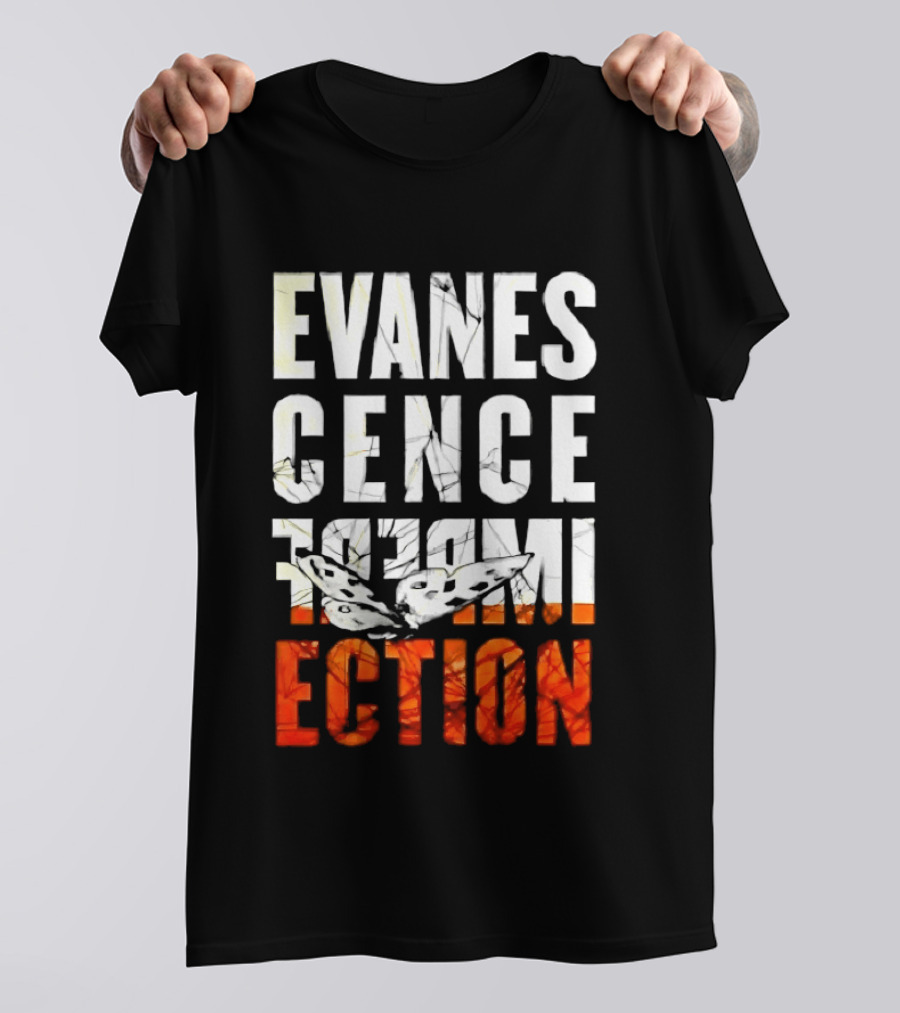 Evanescence Imperfection Butterfly White Text Orange Gradient T-Shirt