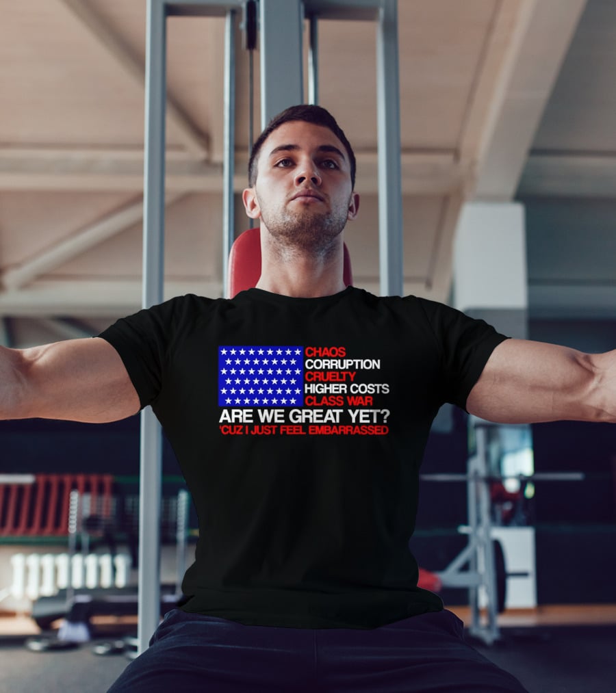 Chaos Corruption Cruelty Higher Costs Class War Are We Great Yet Flag Stars Cuz I Just Feel Embarrassed T-Shirt