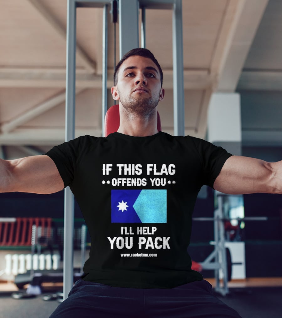 If This Flag Offends You I'll Help You Pack Seven Point Star Blue Flag T-Shirt