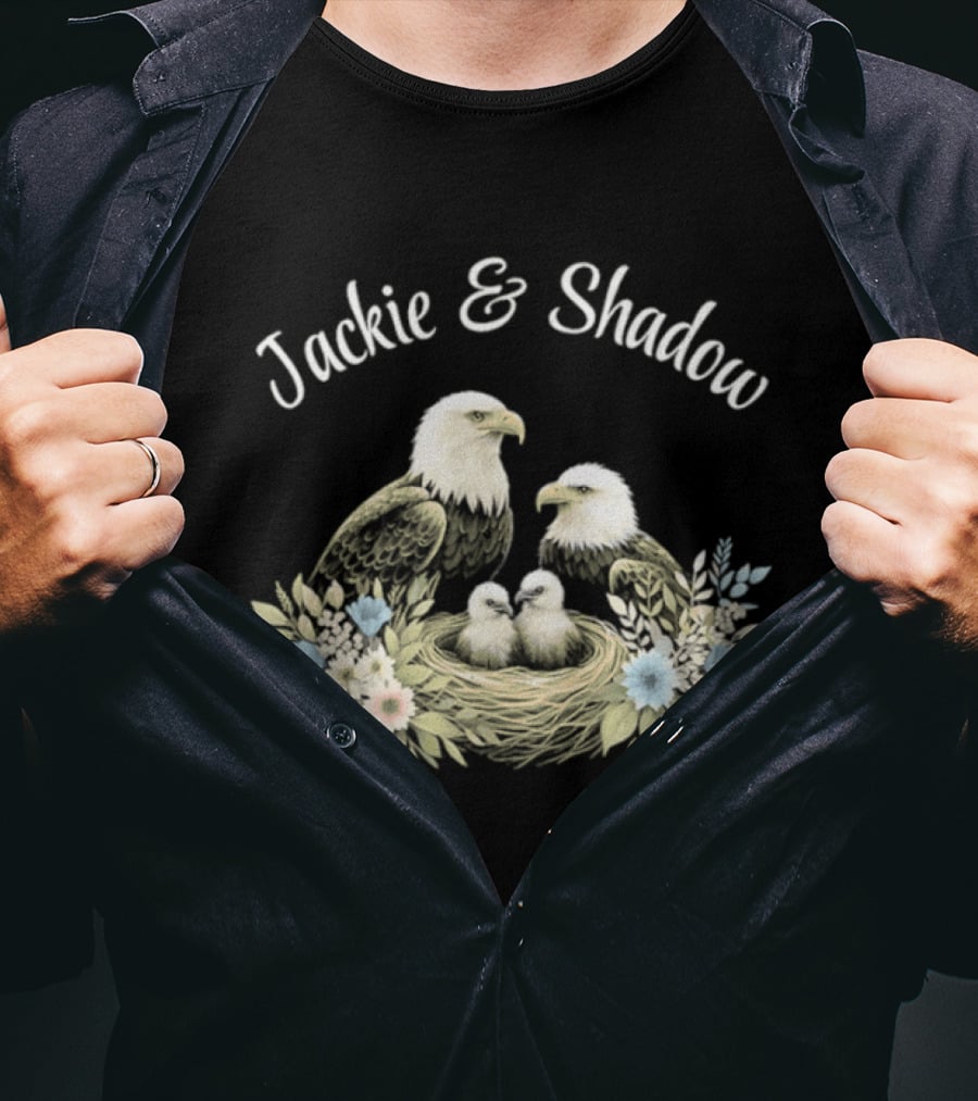 Jackie & Shadow Eagles With Nest And Flowers T-Shirt