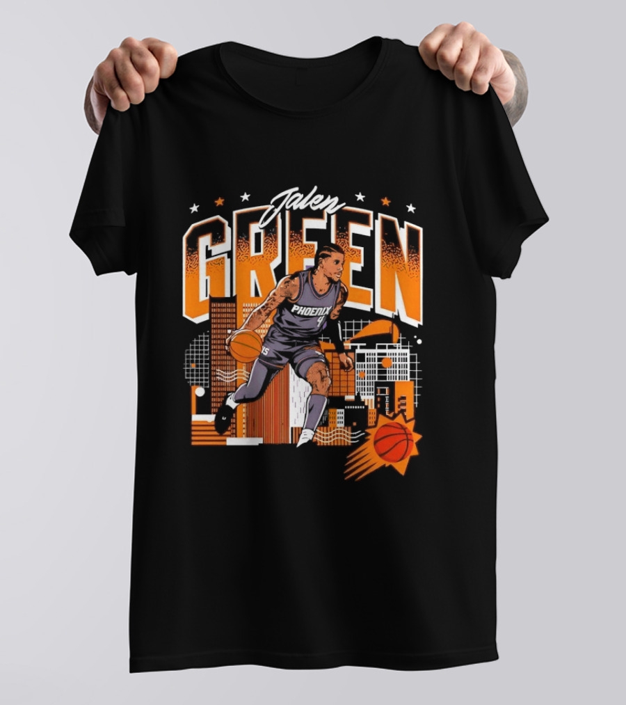 Jalen Green Phoenix Suns NBA Basketball Urban Skyline Art 4 15 NBPA T-Shirt