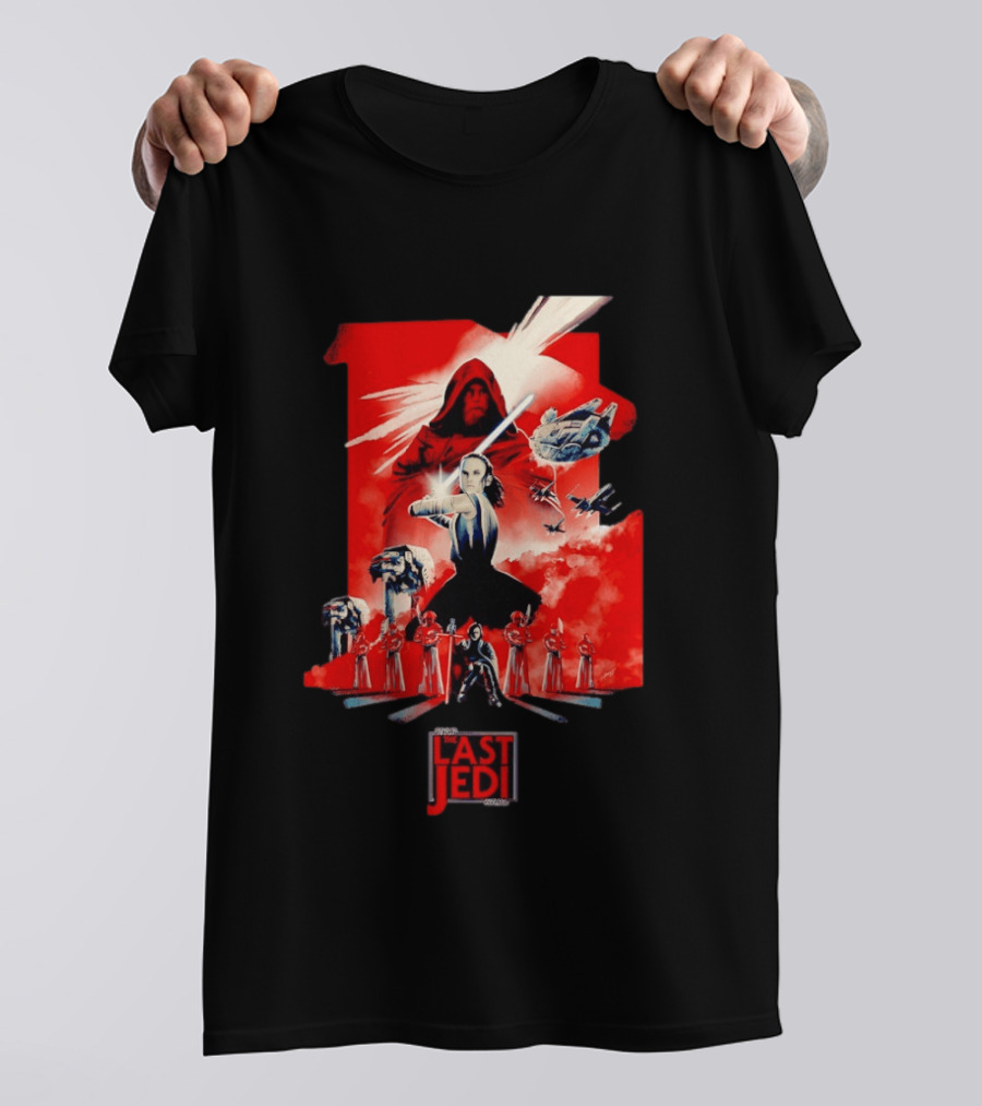 Luke Skywalker Rey Kylo Ren Millennium Falcon X Wing The Last Jedi T-Shirt