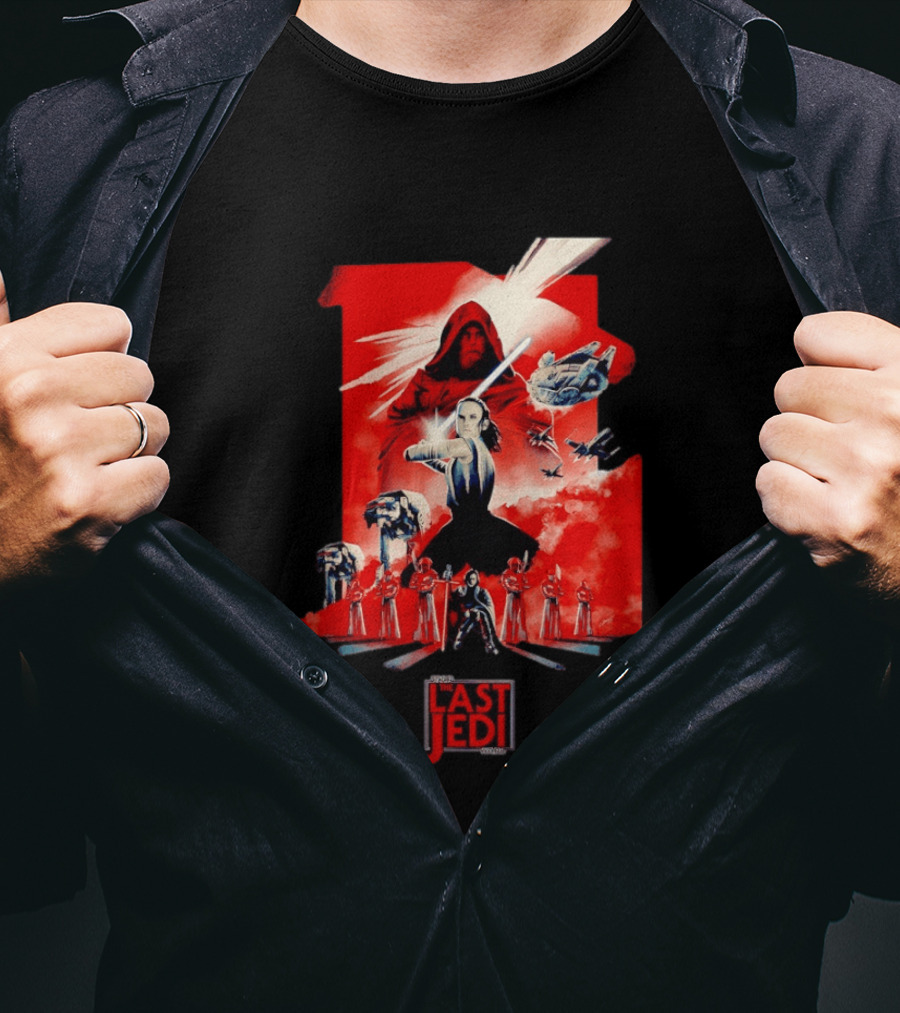 Luke Skywalker Rey Kylo Ren Millennium Falcon X Wing The Last Jedi T-Shirt