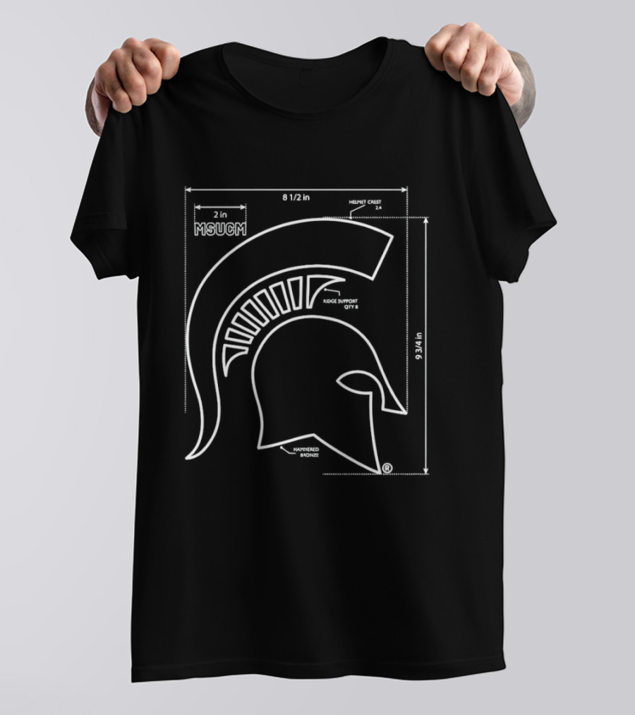 Michigan State Spartans MSUCM Helmet Crest Ridge Support Hammered Bronze Blueprint T-Shirt