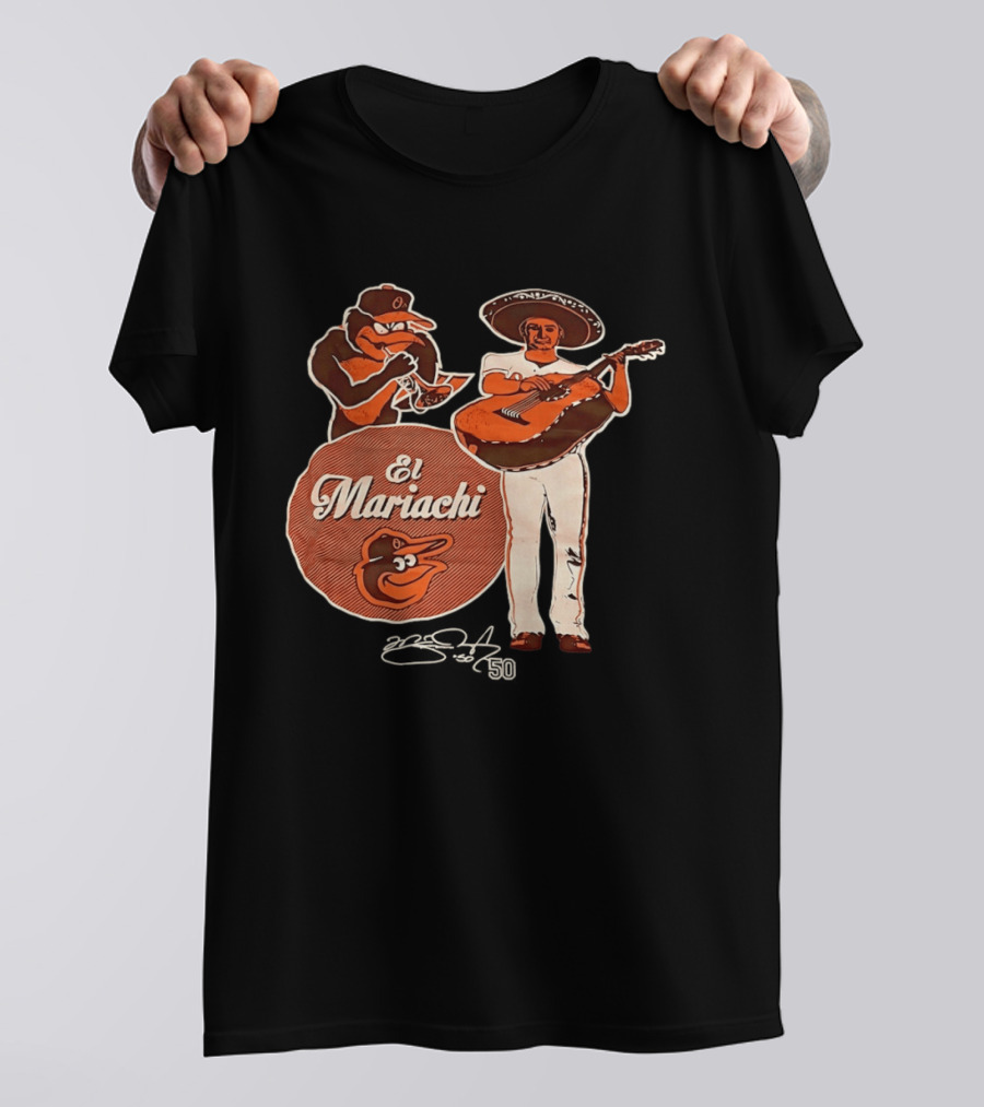 Miguel Gonzalez Baltimore Orioles El Mariachi Guitar Trumpet Player Series 22 50 T-Shirt