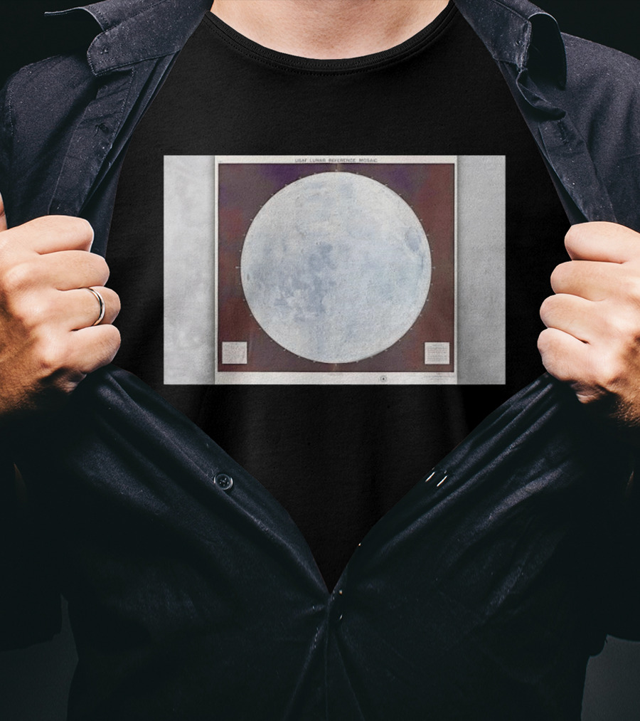 USAF Lunar Reference Mosaic Synodic Hemisphere Moon Globe T-Shirt
