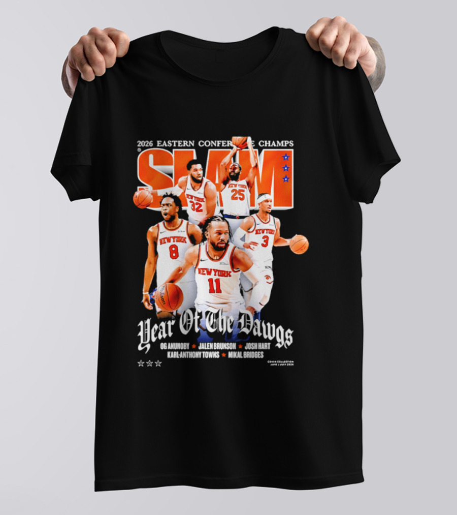 2026 Eastern Conference Champs New York Knicks Slam Year Of The Dawgs Brunson Robinson Barrett Randle Hart T-Shirt