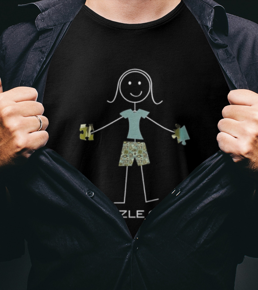 Puzzle Girl Stick Figure Holding Pieces T-Shirt