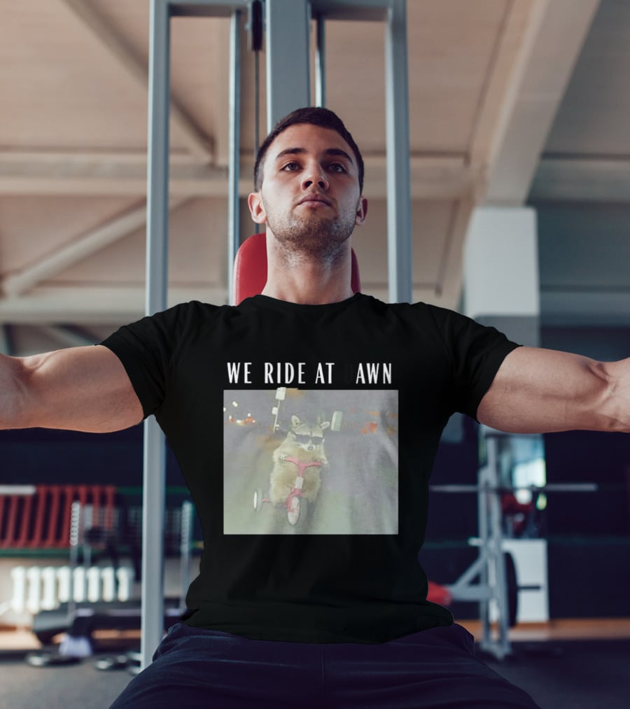 We Ride At Dawn Raccoon Tiny Tough Tricycle T-Shirt