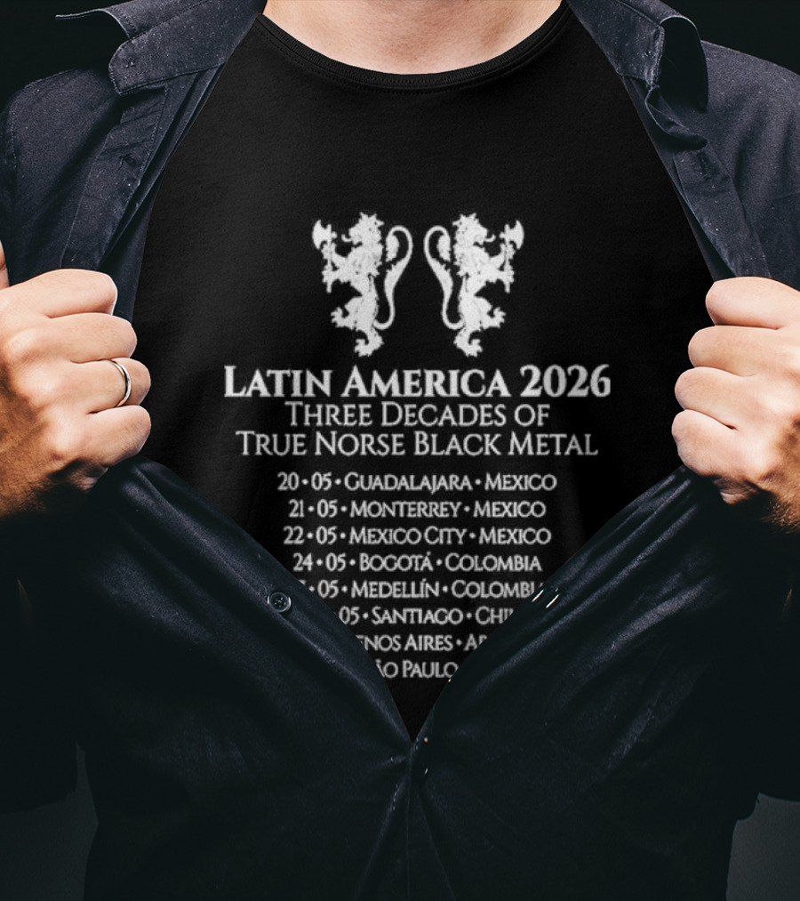 Kampfar Latin America 2026 Santiago Chile True Norse Black Metal Tour Dates T-Shirt