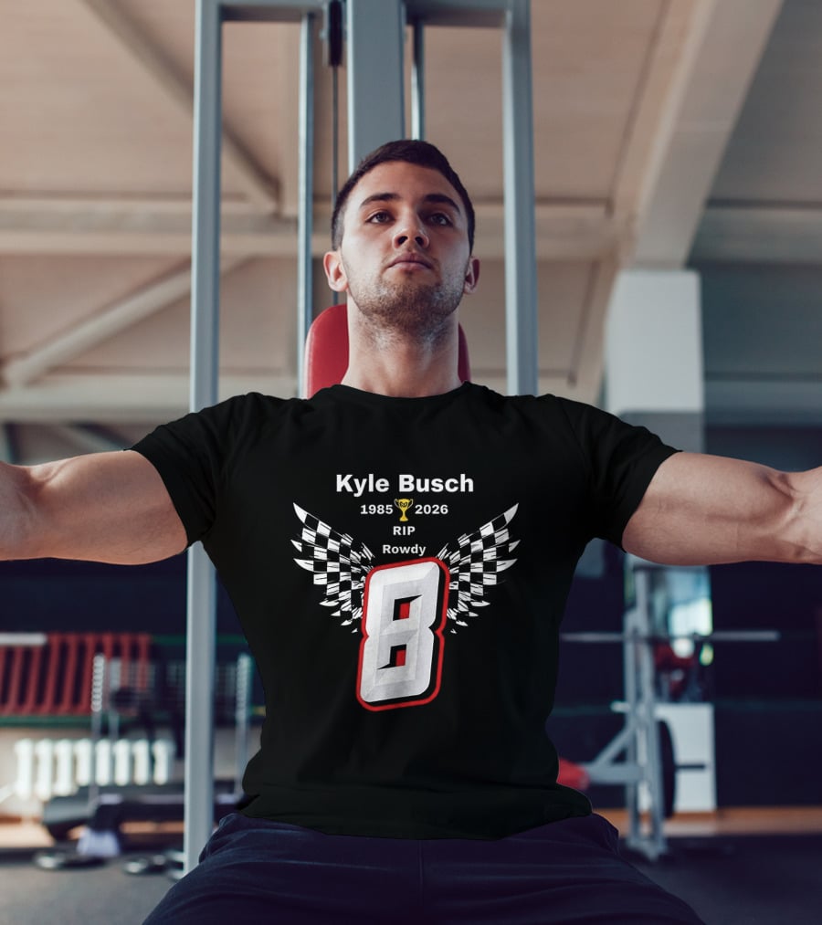 Kyle Busch RIP Rowdy 8 1985 2026 Checkered Trophy T-Shirt