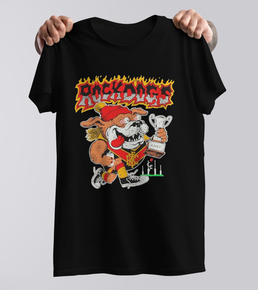ROCKDOGS Bulldog RDFC Trophy Holder In Beanie And Sneakers T-Shirt
