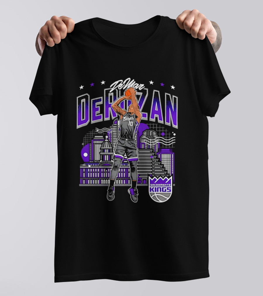 DeMar DeRozan Sacramento Kings Number 10 Skyline Basketball T-Shirt