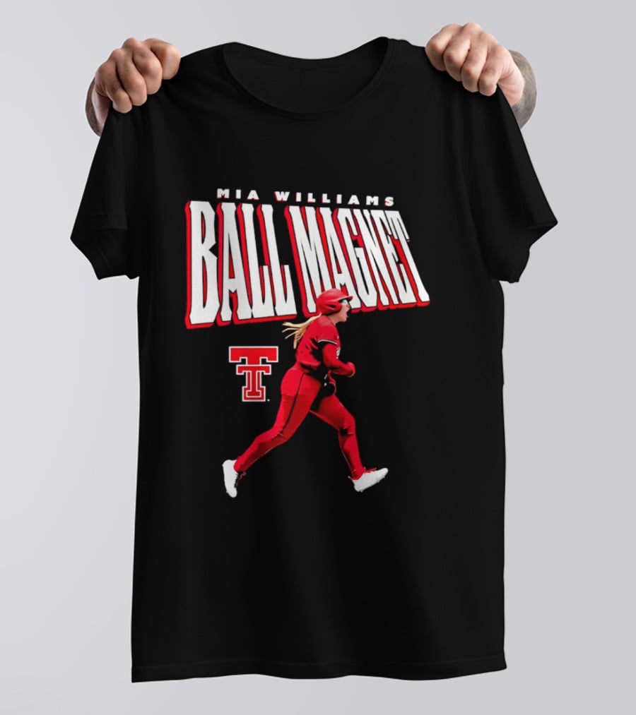 Mia Williams Ball Magnet Texas Tech Logo Running Player T-Shirt