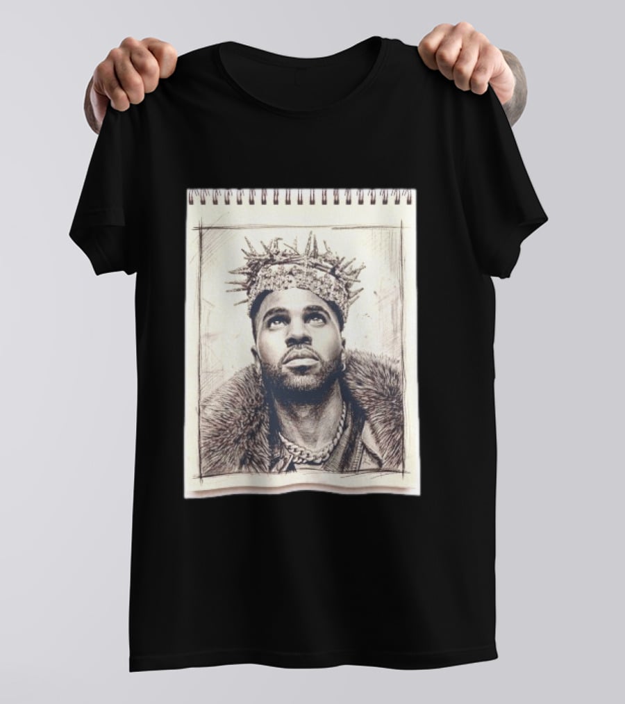 The Big Jason Derulo Sketchbook Crown Fur Chain T-Shirt