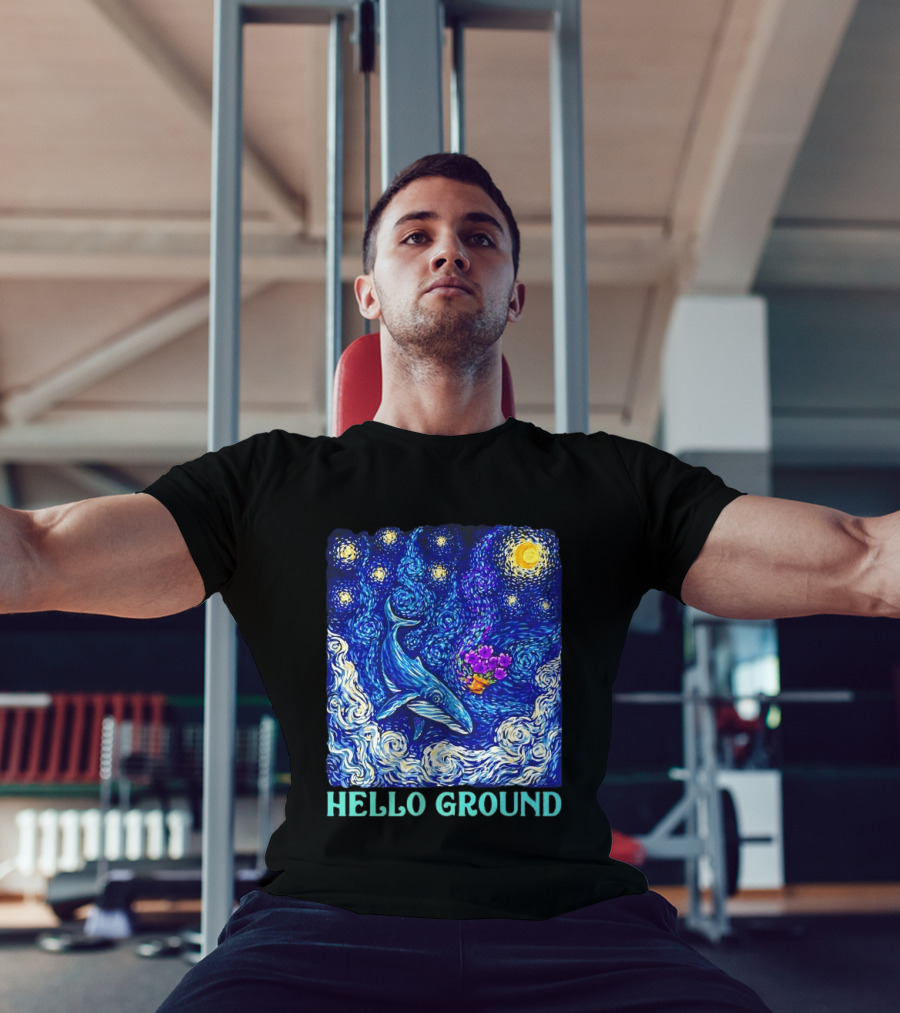 The Hitchhiker's Guide To The Galaxy Starry Night Hello Ground Whale T-Shirt