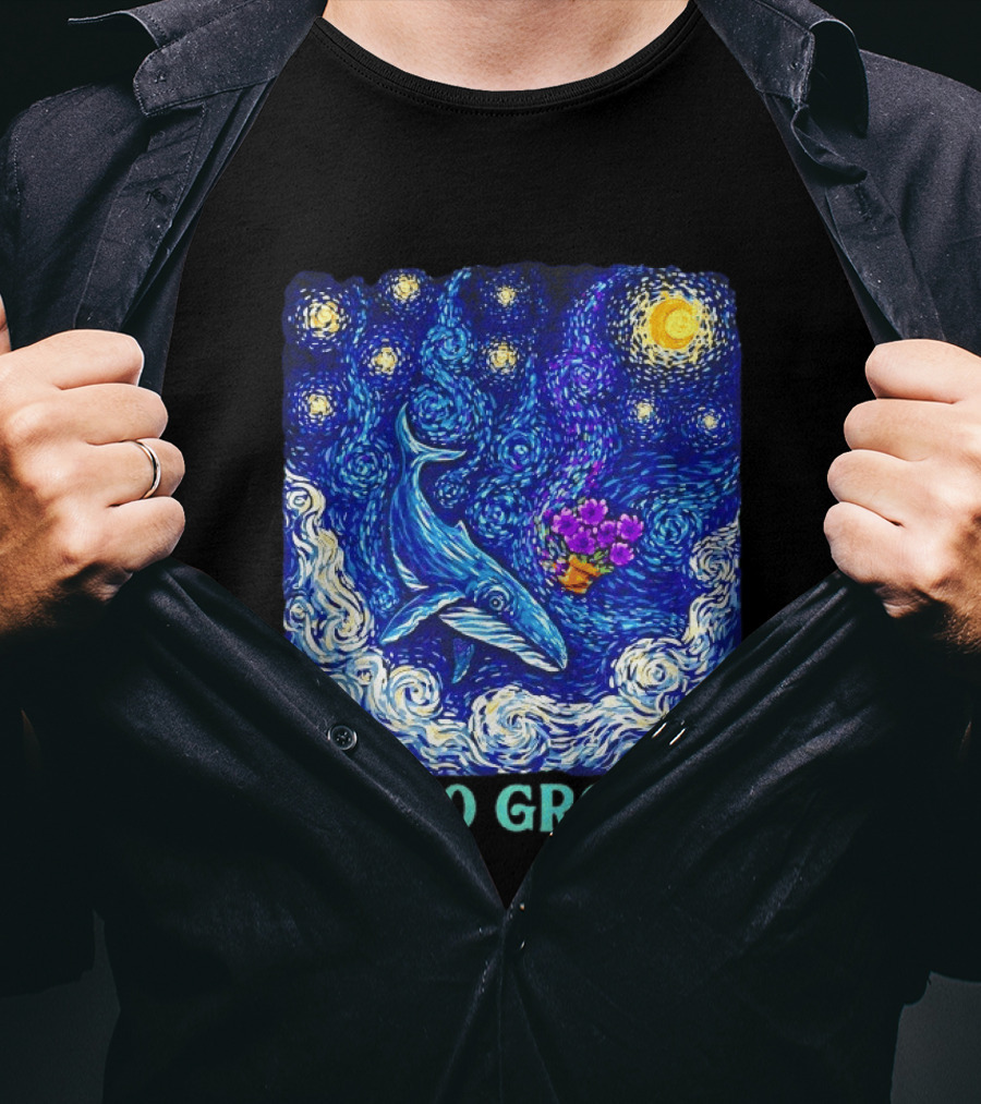 The Hitchhiker's Guide To The Galaxy Starry Night Hello Ground Whale T-Shirt