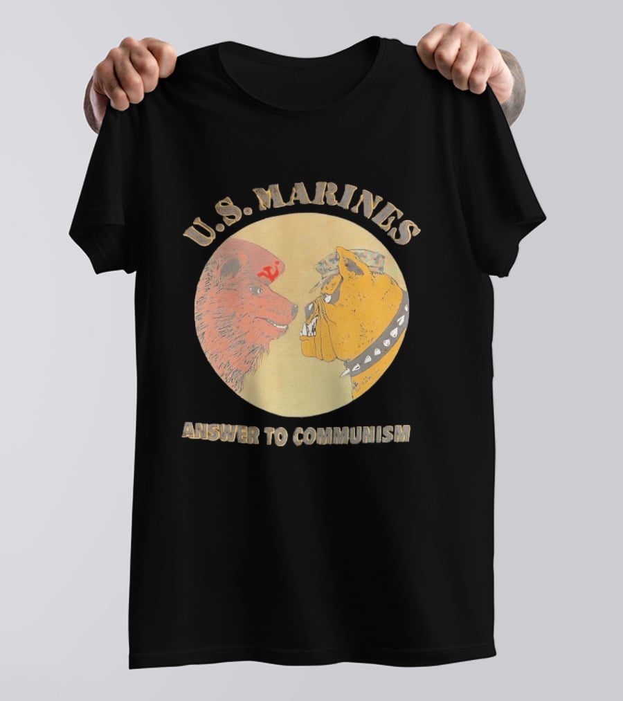 U.S. Marines Answer To Communism Soviet Bear Versus Marine Bulldog T-Shirt