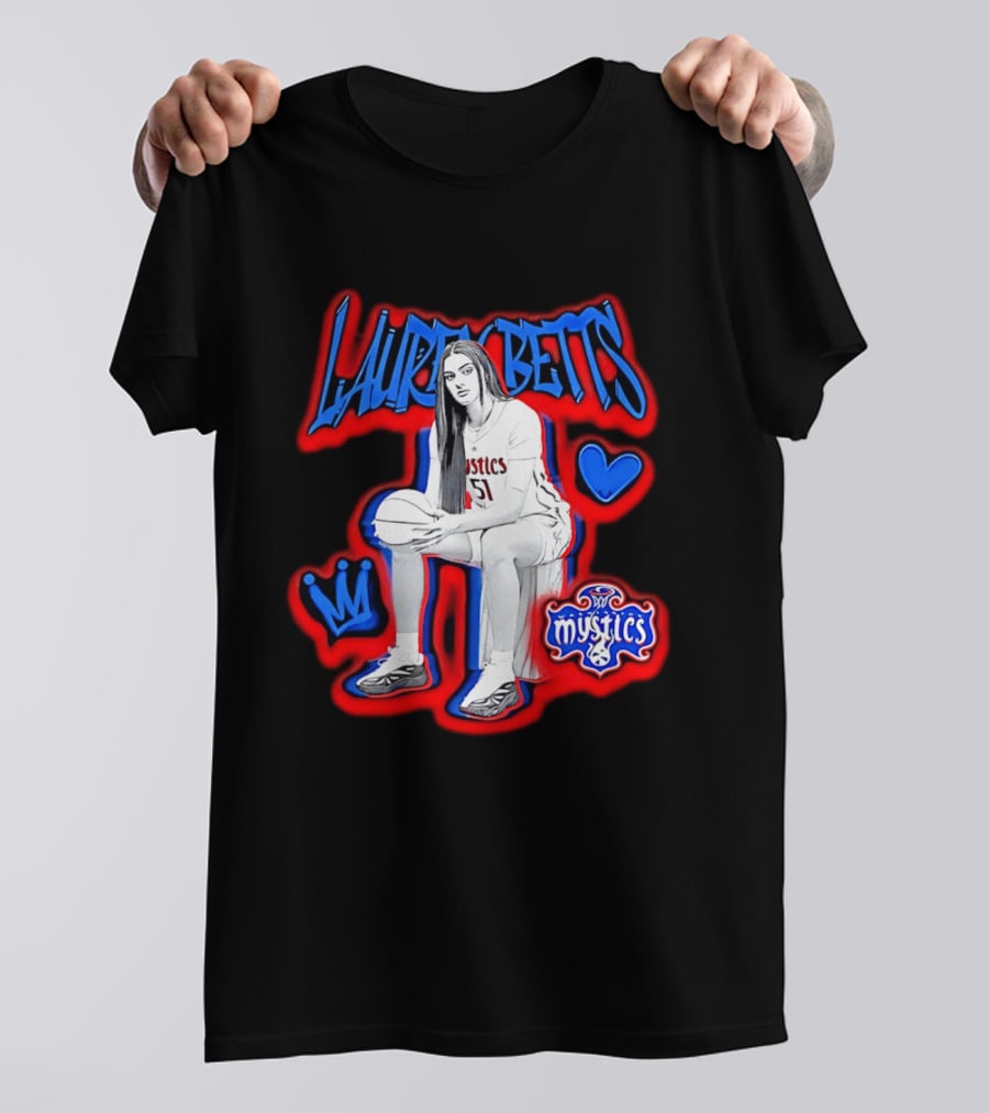 Lauren Betts Washington Mystics Basketball No. 51 Mystics Logo And Heart T-Shirt