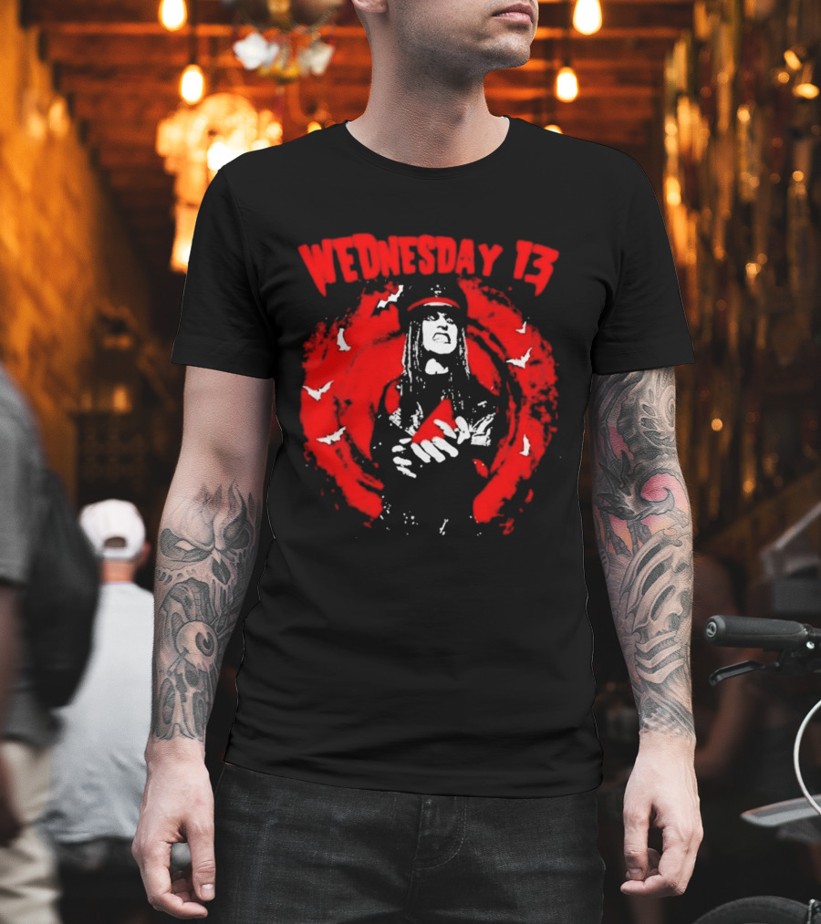 Wednesday 13 Devil Made Me Do It Horror Gothic Bats T-Shirt