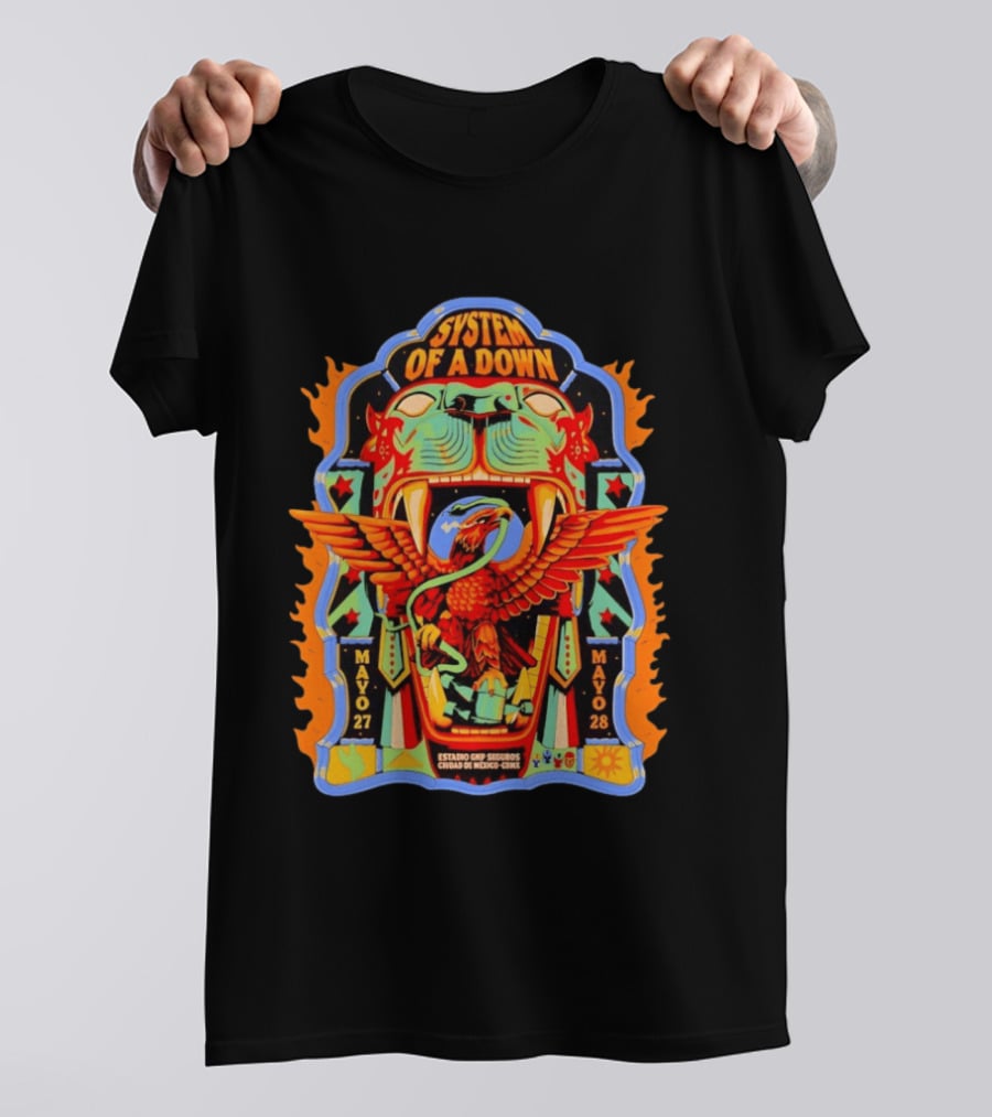 System Of A Down Estadio GNP Seguros Ciudad De Mexico May 27 28 2026 Eagle And Jaguar T-Shirt