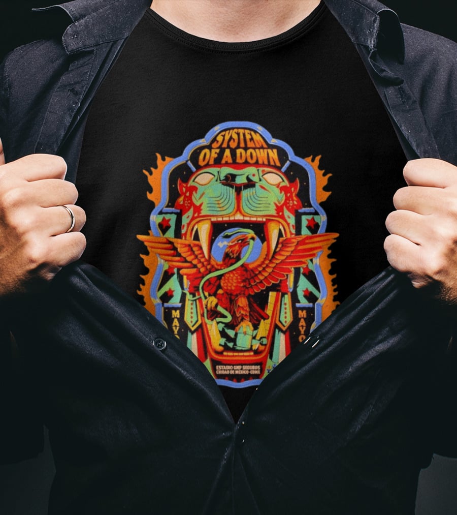System Of A Down Estadio GNP Seguros Ciudad De Mexico May 27 28 2026 Eagle And Jaguar T-Shirt