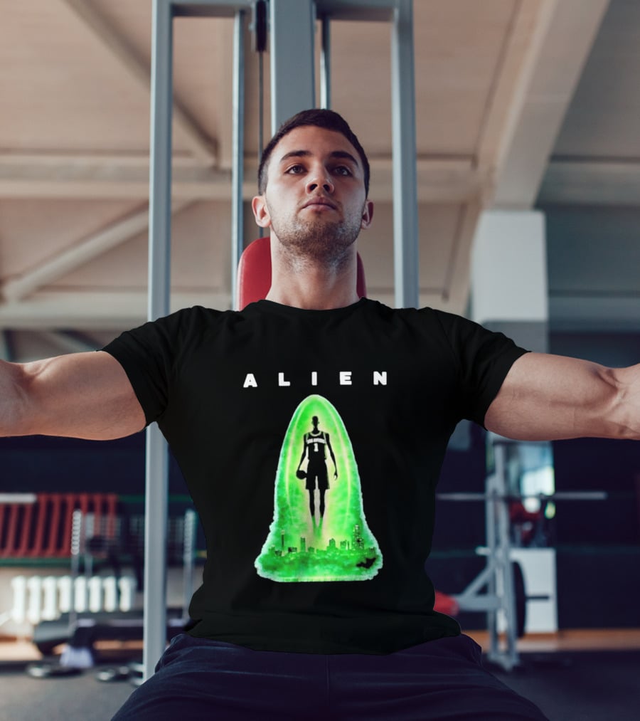 Alien Wemby San Antonio Alien Basketball Cityscape T-Shirt